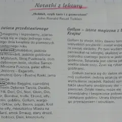 Notatki z lektury "Hobbit, czyli tam i z powrotem". Bohaterowie, miejsca i czas akcji. Gollum - istota magiczna z Dzikich Krajów.