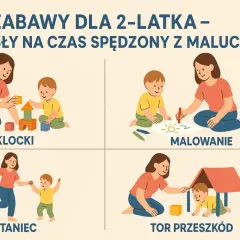 Zabawy dla 2-latka: budowanie z klocków, malowanie, taniec i tor przeszkód. Pomysły na wspólne spędzanie czasu z maluchem.