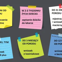 Terminy formalności po narodzinach: ubezpieczenie, lekarz, USC, urlop macierzyński, 500+, becikowe. 12000 za urodzenie dziecka to tylko część świadczeń.