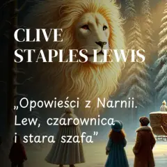 Zimowy las, dzieci, sanie z reniferami i majestatyczny lew. Okładka "Lew, czarownica i stara szafa".