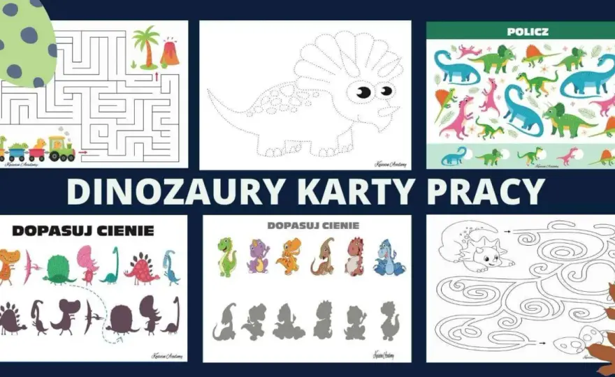Darmowe karty pracy z dinozaurami: Pobierz PDF dla dzieci