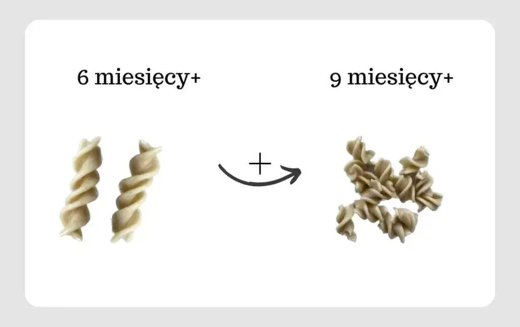 różne kształty makaronu dla niemowląt